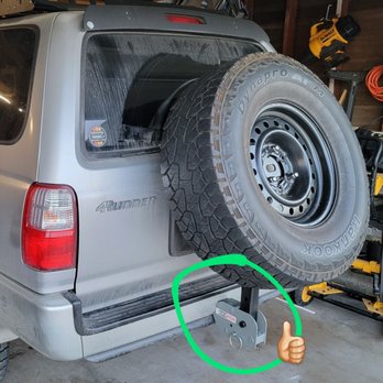 Mick Welding - Mick cut/welded the black hitch tube to allow me to use it with this Black Widow folding trailer hitch adapter. - Metal Fabricators Near Me - Fullerton, California