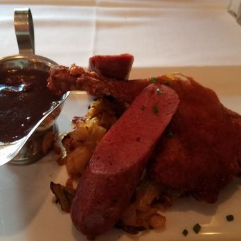 Ma Maison - Duck confit with duck sausage (didn't really need the mushroom sauce) - French Near Me - Boston, Massachusetts