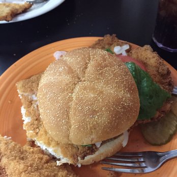 Nick's Kitchen - Pork sandwich with the fixings.  The pickles are a really nice addition to he sandwich. - Breakfast & Brunch Near Me - Huntington, Indiana