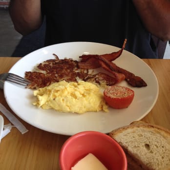 Early Bird - Egg and bacon with pork sausage - New American Near Me - Fullerton, California Early Bird - Egg and bacon with pork sausage - New American Near Me - Fullerton, California