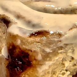 Raw Roots Juice Bar & Cafe - Organic Sourdough Cinnamon Rolls with our house-made creamy cashew vanilla frosting