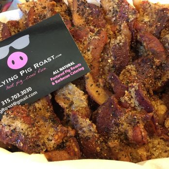 Flying Pig Roast - "Pig Candy" aka Maple & brown sugar glazed apple wood smoked peppered bacon, our most popular app! - Caterers Near Me - Minetto, New York Flying Pig Roast - "Pig Candy" aka Maple & brown sugar glazed apple wood smoked peppered bacon, our most popular app! - Caterers Near Me - Minetto, New York