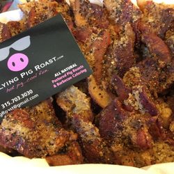 Flying Pig Roast - "Pig Candy" aka Maple & brown sugar glazed apple wood smoked peppered bacon, our most popular app!