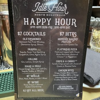 Idle Hour - Happy Hour menu - American Near Me - Los Angeles, California