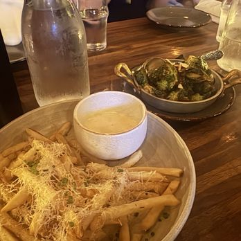 Eureka! - truffle cheese fries + crispy glazed brussel sprouts - American Near Me - Irvine, California