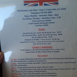 Front page of menu Front page of menu