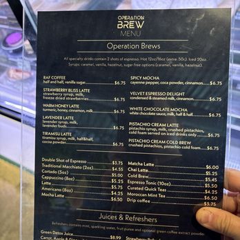 Operation Brew Coffee and Bakery - Drink menu - Coffee & Tea Near Me - Virginia Beach, Virginia