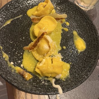 Sottosopra - the cacio e pepe stuffed ravioli with bacon - Roman Near Me - Rome, RM Sottosopra - the cacio e pepe stuffed ravioli with bacon - Roman Near Me - Rome, RM