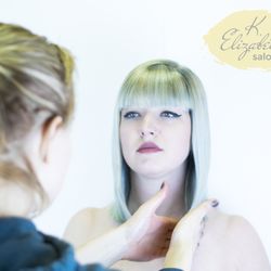K Elizabeth Salon - Karen styling out Morgan.