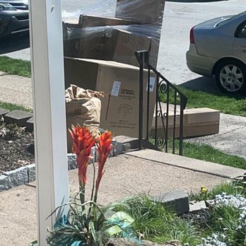 NSD - Another image of the way packages were just dropped, obstructing the sidewalk. - Couriers & Delivery Services Near Me