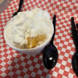 BP Smokehouse - Peach Cobbler with Whipped Cream