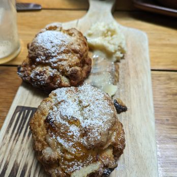 Johnston's Saltbox - Scones (chamomile & dried fruit, $11) - 5 stars. Fantastic, moist, excellent butter. Sat brunch 2024-05-25 - New American Near Me - San Carlos, California
