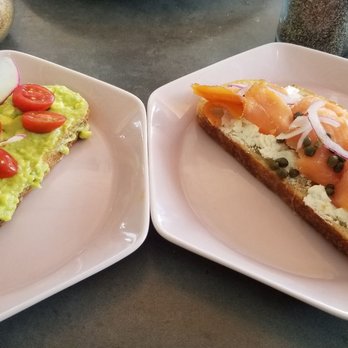 Tostado - Avocado/tomato toast and salmon/goat cheese toast. - Breakfast & Brunch Near Me - San Juan, Puerto Rico Tostado - Avocado/tomato toast and salmon/goat cheese toast. - Breakfast & Brunch Near Me - San Juan, Puerto Rico