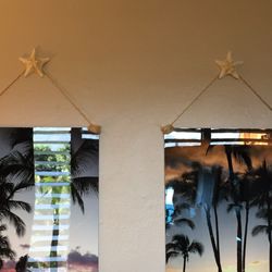 The white starfish are the perfect decorations for my metallic prints at my condo.