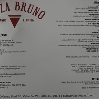 Pizza Bruno - Menu - Pizza Near Me - Orlando, Florida Pizza Bruno - Menu - Pizza Near Me - Orlando, Florida