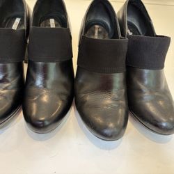 Left: shoes repaired by Star Shoe Repair look new, Right: repair through Spotless look okay