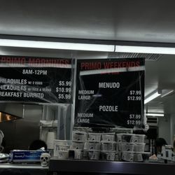 Primo Foods - Menu