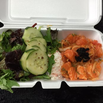 Poke District - Hot Lava Salmon with cucumber salad - Seafood Near Me - Orange, California