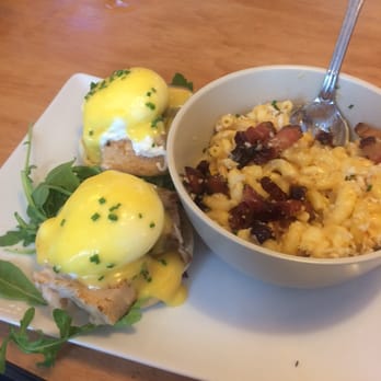 Dime Store - Pork belly Benny, mac and cheese with bacon. - Breakfast & Brunch Near Me - Detroit, Michigan Dime Store - Pork belly Benny, mac and cheese with bacon. - Breakfast & Brunch Near Me - Detroit, Michigan