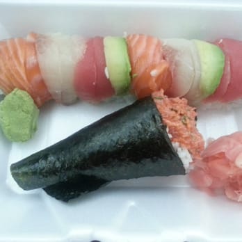 Yagumo Sushi - Yagumo takeout: a spicy tuna handroll #3 and rainbow II roll. - Sushi Bars Near Me - Van Nuys, California Yagumo Sushi - Yagumo takeout: a spicy tuna handroll #3 and rainbow II roll. - Sushi Bars Near Me - Van Nuys, California