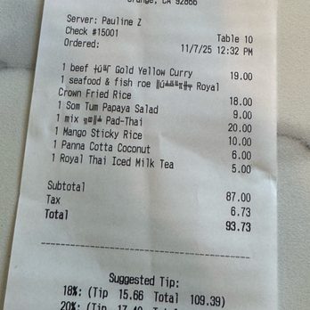 Star Leaf - Receipt - Tea Rooms Near Me - Orange, California
