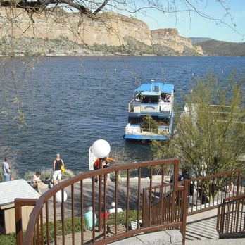 Desert Belle Cruises - The Desert Belle as seen from the restaurant on the Saguaro Lake Marina - Tours Near Me - Mesa, Arizona