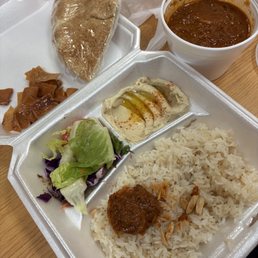 Shrimp masala. Salad with fried chips I pulled to the side. Hummus n pita bread Shrimp masala. Salad with fried chips I pulled to the side. Hummus n pita bread