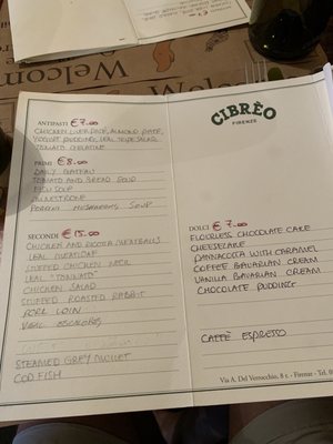 Menu photo 8 Trattoria Cibrèo - Cibrèino Florence, FI