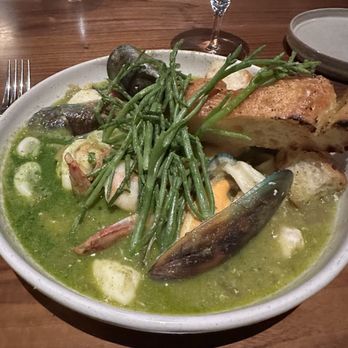The Marc Restaurant - Chioppino verde with garnish and brothy - New American Near Me - Walla Walla, Washington The Marc Restaurant - Chioppino verde with garnish and brothy - New American Near Me - Walla Walla, Washington