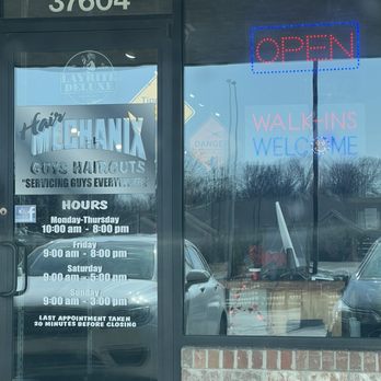 Hair Mechanix - Hair mechanics door where it says walks in are welcome but I promise you they are not welcome - Men's Hair Salons Near Me - Westland, Michigan Hair Mechanix - Hair mechanics door where it says walks in are welcome but I promise you they are not welcome - Men's Hair Salons Near Me - Westland, Michigan