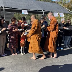 Metta Forest Monastery - Monks accepting rice