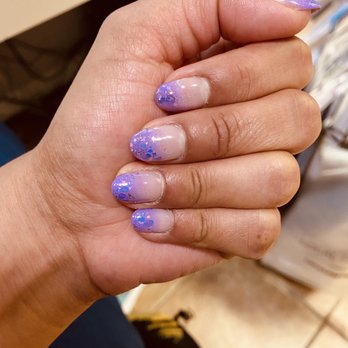 A&B Nail Bar - Purple Ombre with glitter - Nail Salons Near Me - Woodside, New York A&B Nail Bar - Purple Ombre with glitter - Nail Salons Near Me - Woodside, New York