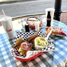 Chicken Salad Sandwich on wheat hoagie (foreground) and the Italian--just as it comes. Chicken Salad Sandwich on wheat hoagie (foreground) and the Italian--just as it comes.