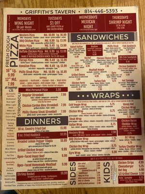 Menu photo 2 Griffith Tavern Armagh, PA