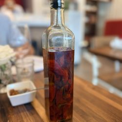 Chili infused oil which I now love more than crushed red pepper on pizza!