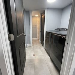 Construction Station - Finished small basement bathroom and laundry room.