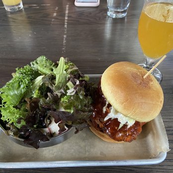 Bluejacket - Mumbo Chicken Sandwich with side salad - Breweries Near Me - Washington, DC, District of Columbia