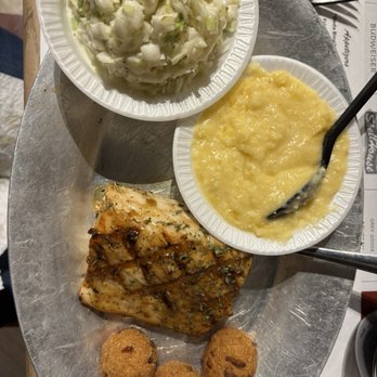 Shell House - Grilled grouper, Cole slaw, and cheese grits - Farmers Market Near Me - Savannah, Georgia Shell House - Grilled grouper, Cole slaw, and cheese grits - Farmers Market Near Me - Savannah, Georgia