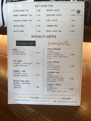 Menu photo 2 Loop Espresso Club Los Angeles, CA