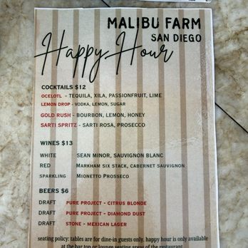 Malibu Farm Restaurant - Menu as of 10/06/2026 - Salad Near Me - Malibu, California Malibu Farm Restaurant - Menu as of 10/06/2026 - Salad Near Me - Malibu, California