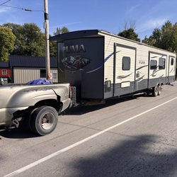 Heavy D’s Roadside Service - Towing this camper for a customer as they didn't have a truck to move it from property they sold!
