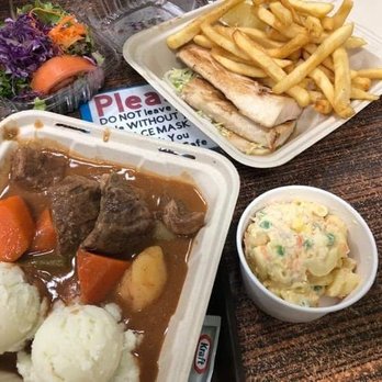 Pine Tree Cafe - Beef stew and mahi mahi. Fries were good. - Breakfast & Brunch Near Me - Kailua-Kona, Hawaii