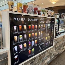 a variety of drinks on display