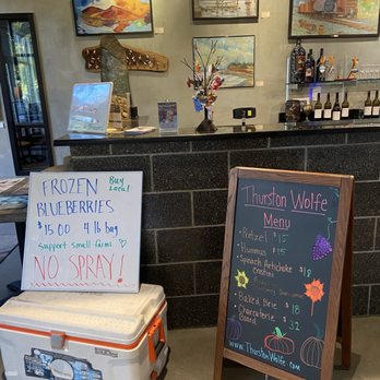 Thurston Wolfe Winery - Entrance menu local produce. - Wineries Near Me - Prosser, Washington