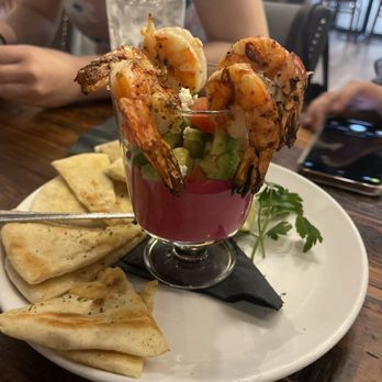 Ziziki's - Zizikis shrimp cocktail with beet yogurt and avocado - Greek Near Me - Dallas, Texas Ziziki's - Zizikis shrimp cocktail with beet yogurt and avocado - Greek Near Me - Dallas, Texas