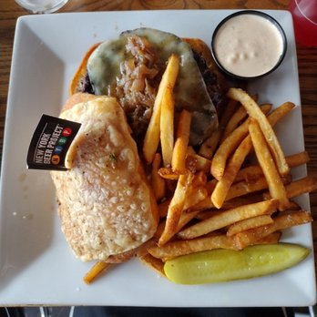 New York Beer Project - French onion burger monthly special - Breweries Near Me - Lockport, New York