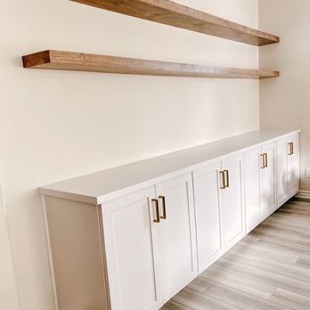 Haven Customs - custom cabinet with floating shelves - Cabinetry Near Me Haven Customs - custom cabinet with floating shelves - Cabinetry Near Me