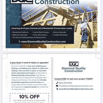 Diamond Quality Construction - Post card - General Contractors Near Me - North Charleston, South Carolina Diamond Quality Construction - Post card - General Contractors Near Me - North Charleston, South Carolina