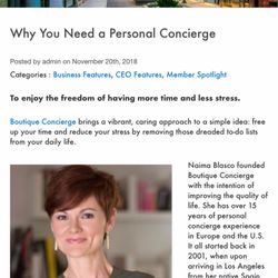 Boutique Concierge - Extremely honored to be featured in the latest blog of the Beverly Hills, California Chamber of Commerce. Thank you!!!!