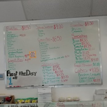 Mehaffies Pies - a menu on a whiteboard - Bakeries Near Me - Dayton, Ohio Mehaffies Pies - a menu on a whiteboard - Bakeries Near Me - Dayton, Ohio
